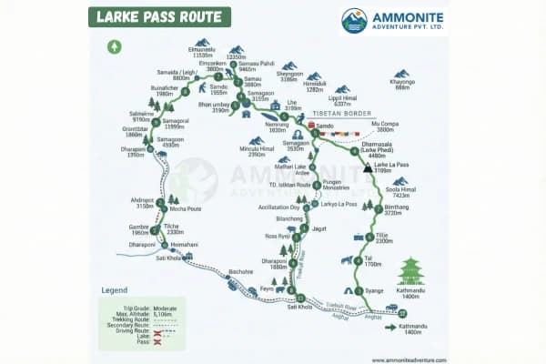 manaslu pass route map