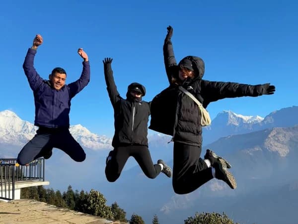 Happy Trekkers In Poon Hill